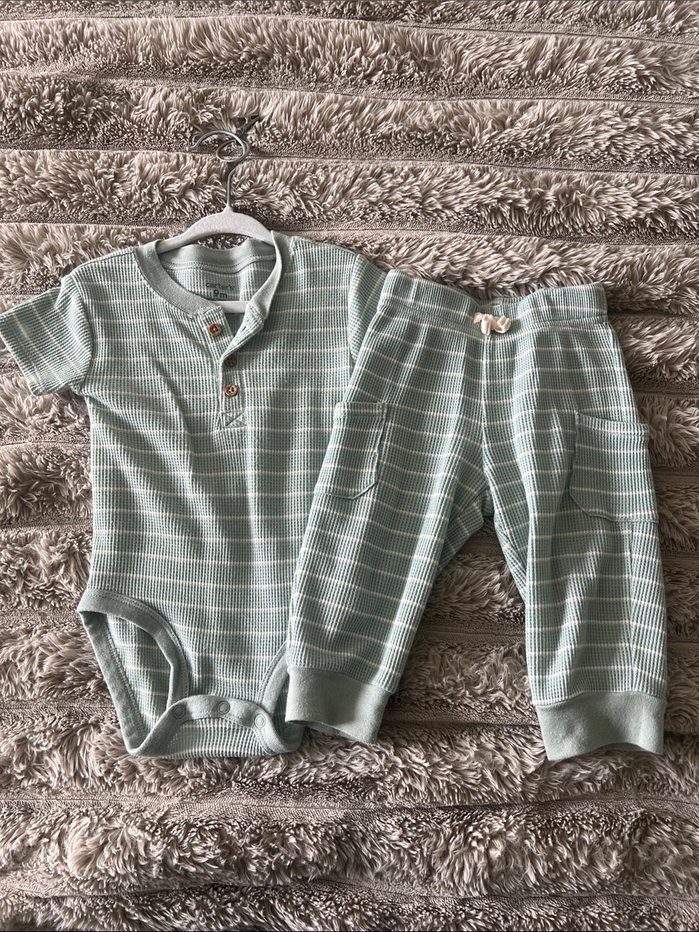 Carter's Sage Green Striped Two-Piece Set